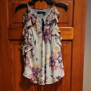 Polo by Ralph Lauren Pink and Purple Floral Ruffled Camisole